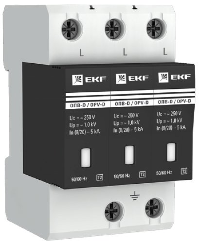 Ограничитель импульсных напряжений УЗИП EKF PROxima ОПВ-D 3п L1-L2-L3-PE классIII 5кА с NFC картинка